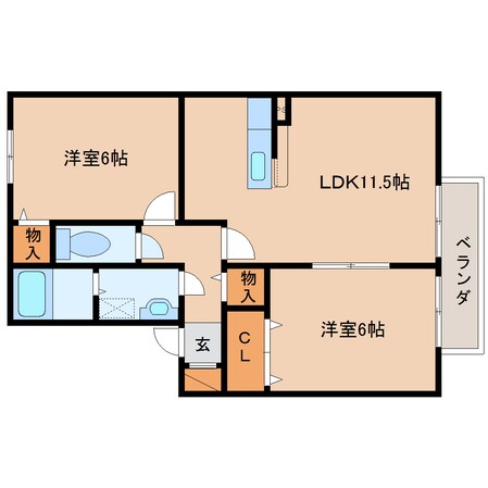 近鉄御所駅 徒歩7分 2階の物件間取画像